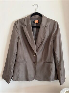 Nine West Taupe Women's Blazer - Two-Button Tailored Jacket